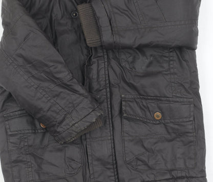 Next Boys Black Parka Coat 2 Years Hooded Mid-Length Autumn