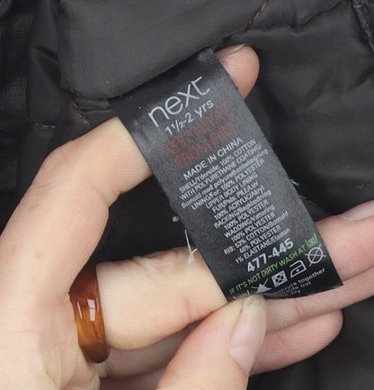 Next Boys Black Parka Coat 2 Years Hooded Mid-Length Autumn