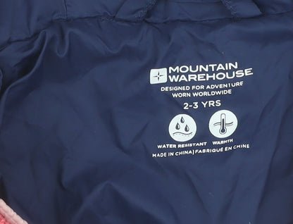 Mountain Warehouse Girls Pink & Blue Puffer Jacket 2-3 Years