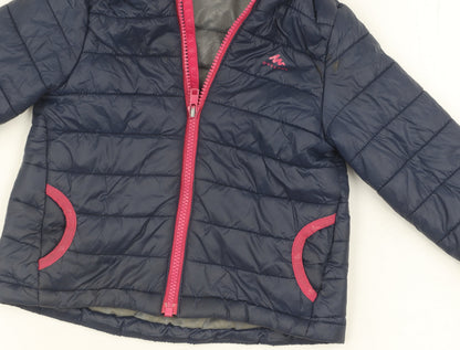 Girls Blue Decathlon Puffer Jacket, Hooded, Size 2-3 Years