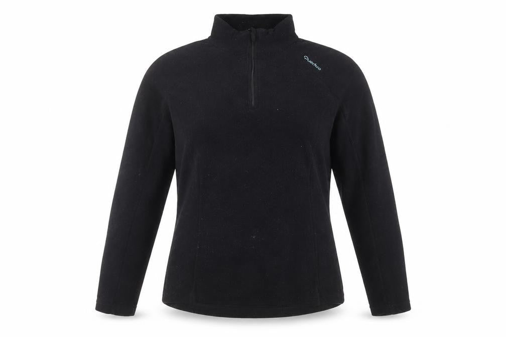 Front view of Oxylane unisex black fleece sweatshirt l