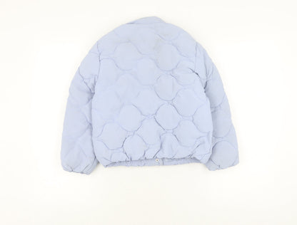ZARA Girls Blue Quilted Jacket 8 Years Lined Winter