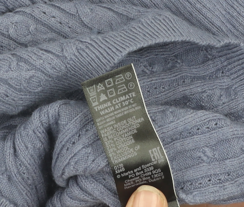 Womens UK Size 12 Marks and Spencer Blue Pullover Jumper