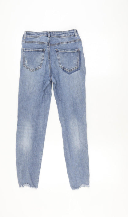 New Look Women's Blue Skinny Distressed Jeans Size 8