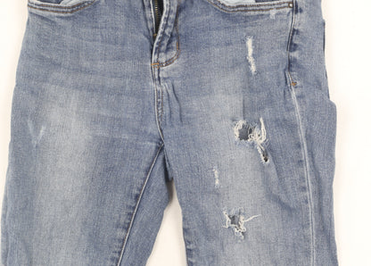 New Look Women's Blue Skinny Distressed Jeans Size 8