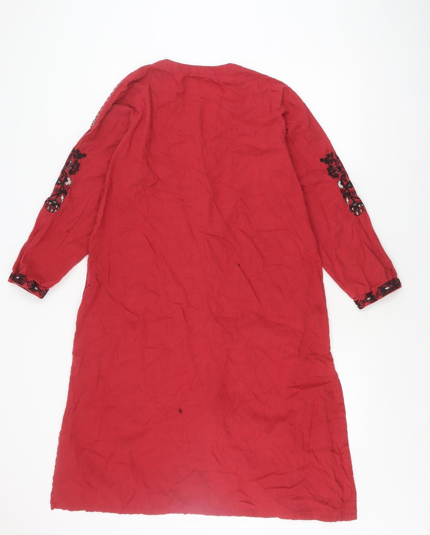 Khaadi Women’s Red Embroidered Cotton Dress Size 10