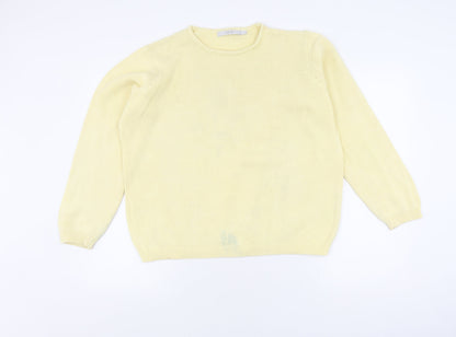 EWM Women's Yellow Crew Neck Cotton Jumper Size L