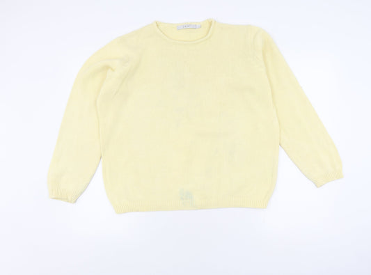 EWM Women's Yellow Crew Neck Cotton Jumper Size L