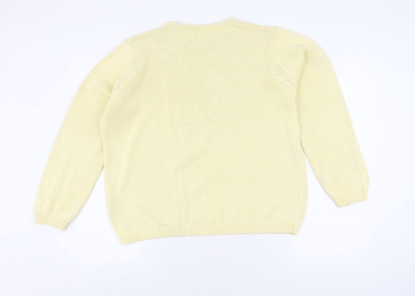 EWM Women's Yellow Crew Neck Cotton Jumper Size L