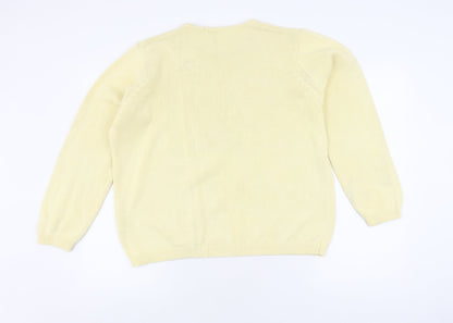 EWM Women's Yellow Crew Neck Cotton Jumper Size L