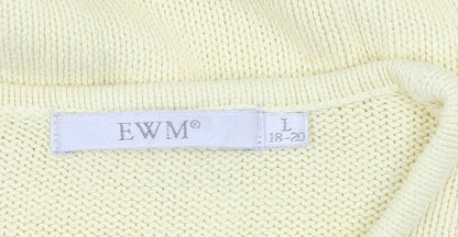 EWM Women's Yellow Crew Neck Cotton Jumper Size L