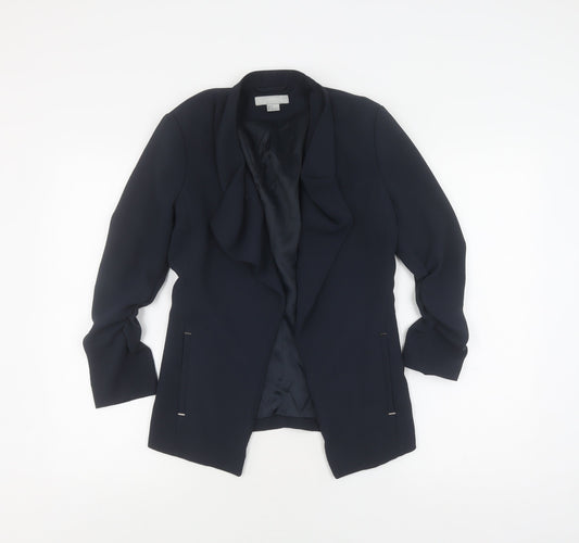 H&M Women Black Blazer Size 4 Long Sleeve Polyester