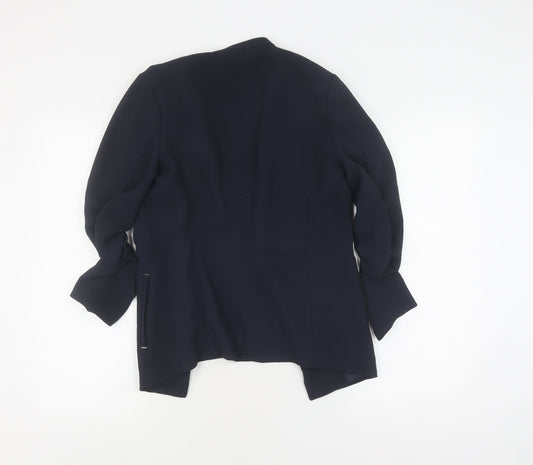 H&M Women Black Blazer Size 4 Long Sleeve Polyester