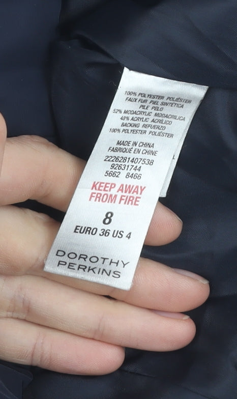 Womens UK Size 8 Dorothy Perkins Black Puffer Jacket