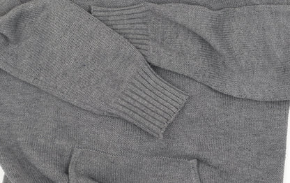 Firetrap Men's Grey Henley Jumper L Size Hooded Cotton