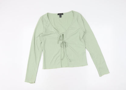 New Look Women's XL Green Cropped V-Neck Top