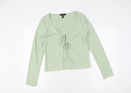 New Look Women's XL Green Cropped V-Neck Top