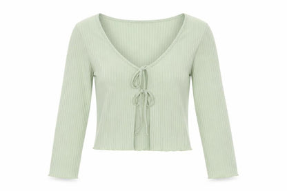 New Look Women's XL Green Cropped V-Neck Top