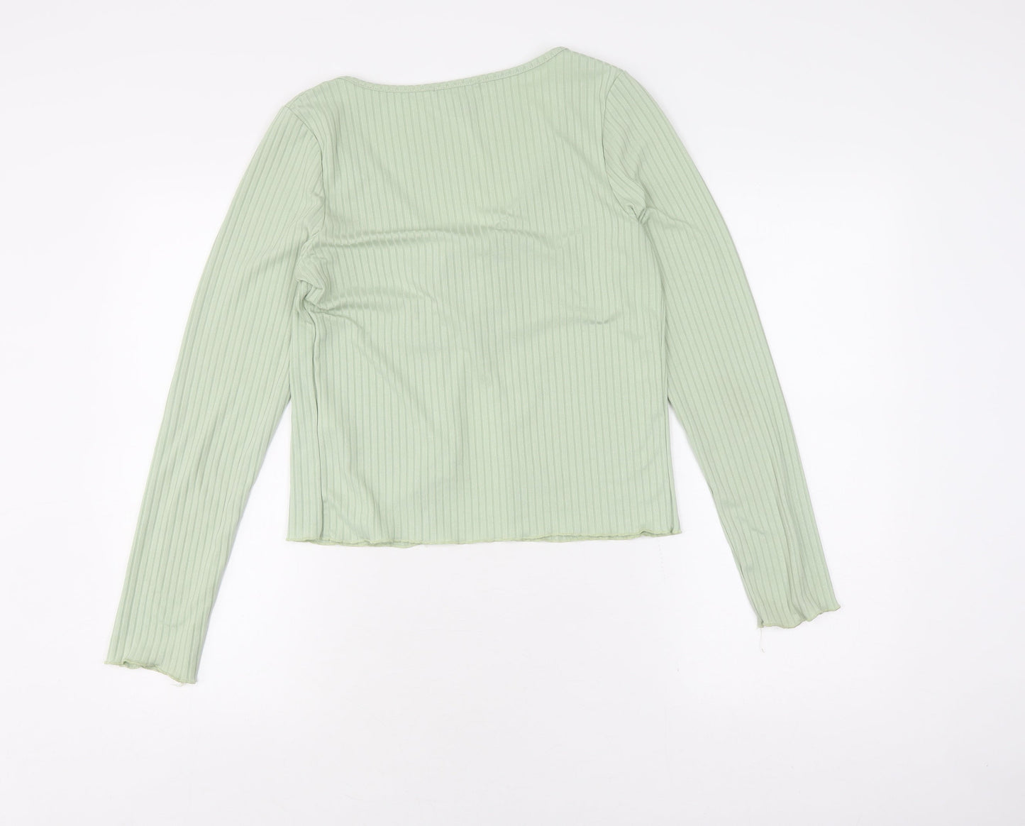 New Look Women's XL Green Cropped V-Neck Top
