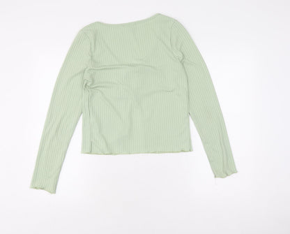 New Look Women's XL Green Cropped V-Neck Top