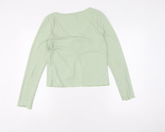 New Look Women's XL Green Cropped V-Neck Top