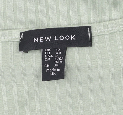 New Look Women's XL Green Cropped V-Neck Top