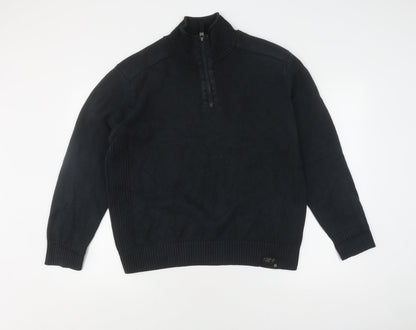 Next Men's Black Full Zip Jumper, Size L, Cotton Knit