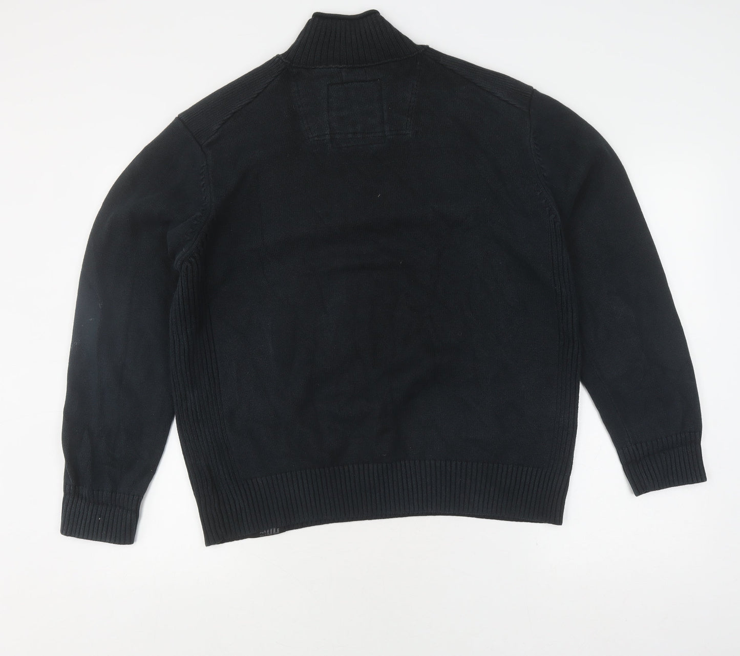 Next Men's Black Full Zip Jumper, Size L, Cotton Knit