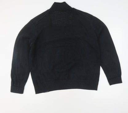 Next Men's Black Full Zip Jumper, Size L, Cotton Knit