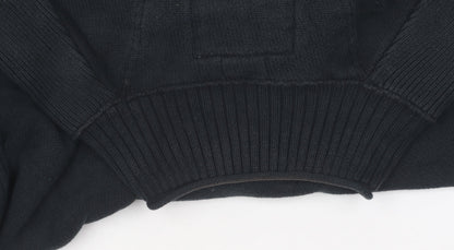 Next Men's Black Full Zip Jumper, Size L, Cotton Knit