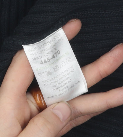 Next Men's Black Full Zip Jumper, Size L, Cotton Knit