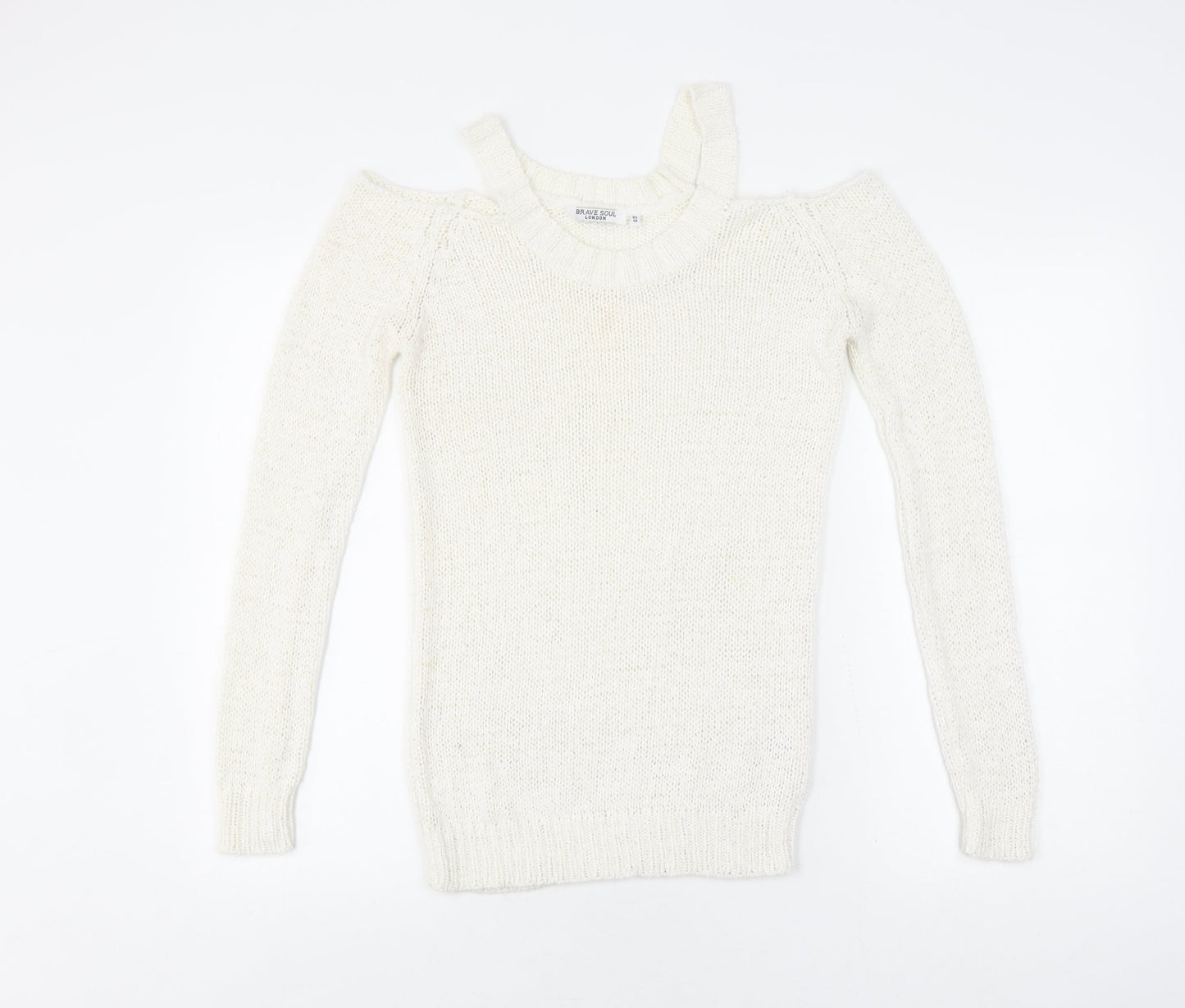 Womens UK Size 10 Brave Soul White Pullover Jumper