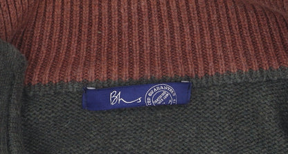 BHS Men's Green Argyle High Neck Pullover Jumper M