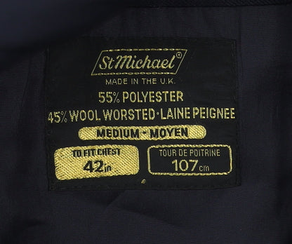 Mens UK Size 42 St Michael Regular Black Suit Jacket