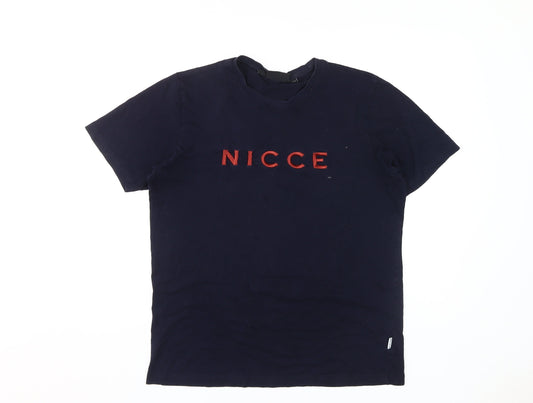 NICCE Men's Blue Logo T-Shirt M, Crew Neck, Cotton, Casual