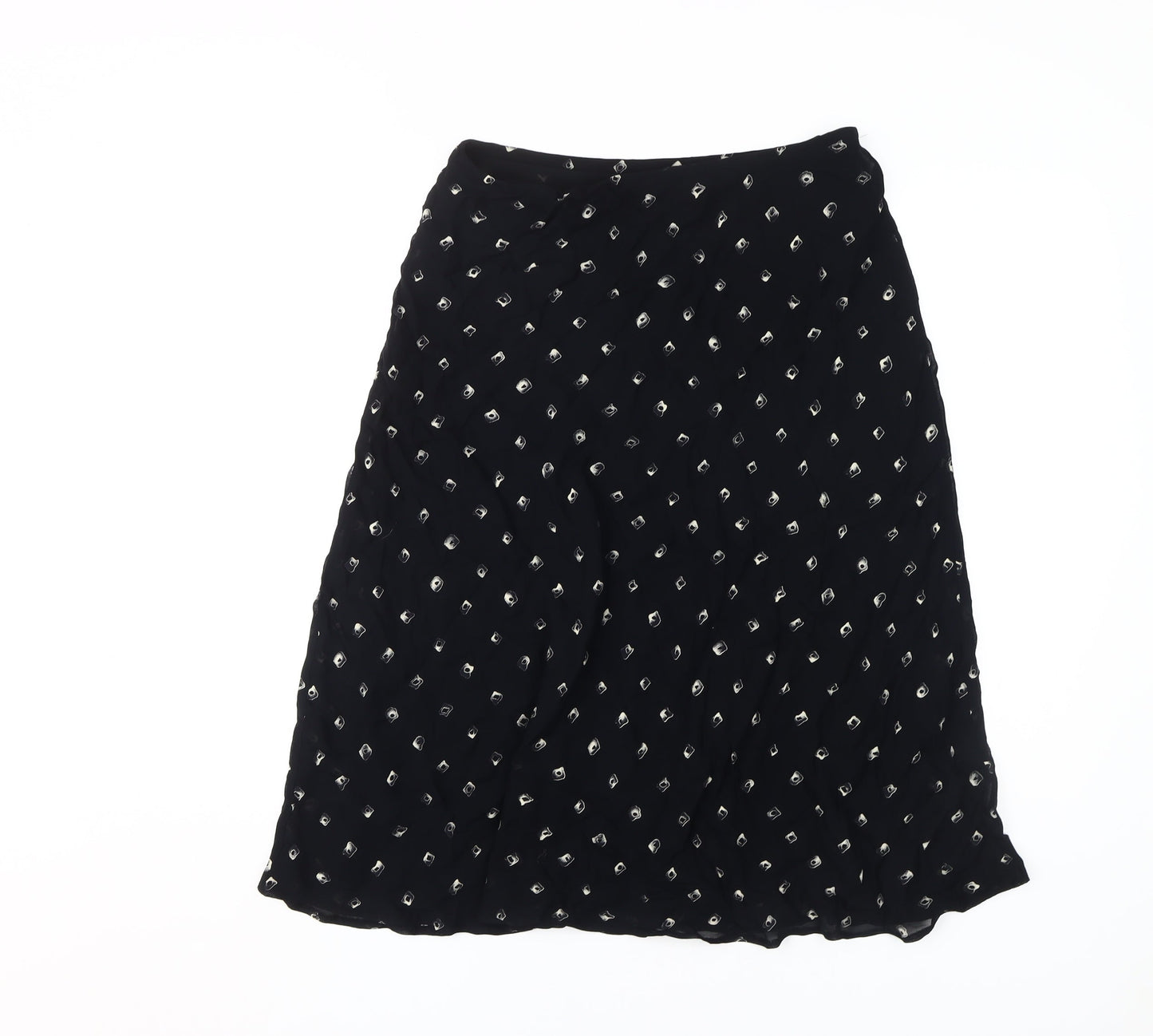Marks and Spencer Women's Black Geometric Midi Skirt - Size 14
