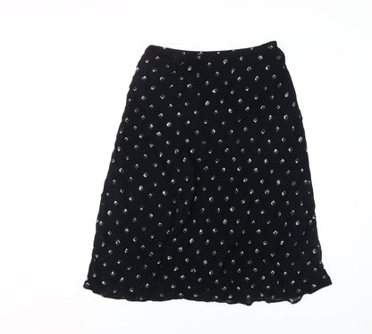 Marks and Spencer Women's Black Geometric Midi Skirt - Size 14
