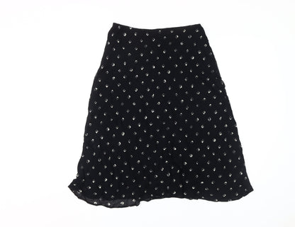 Marks and Spencer Women's Black Geometric Midi Skirt - Size 14