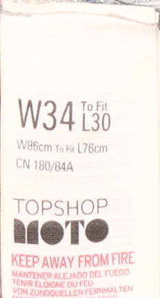 Topshop Women’s Blue Straight Jeans, Size L, Light Wash