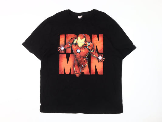Marvel Men's Black 2XL Iron Man T-Shirt, Crew Neck, Short Sleeve