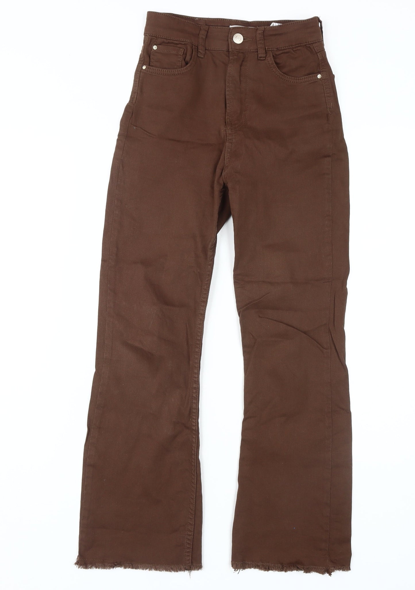 Womens UK Size 6 Stradivarius Regular Fit Straight Brown Jeans