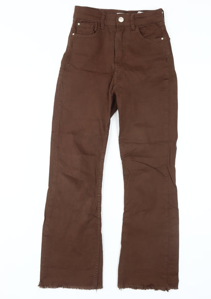 Womens UK Size 6 Stradivarius Regular Fit Straight Brown Jeans