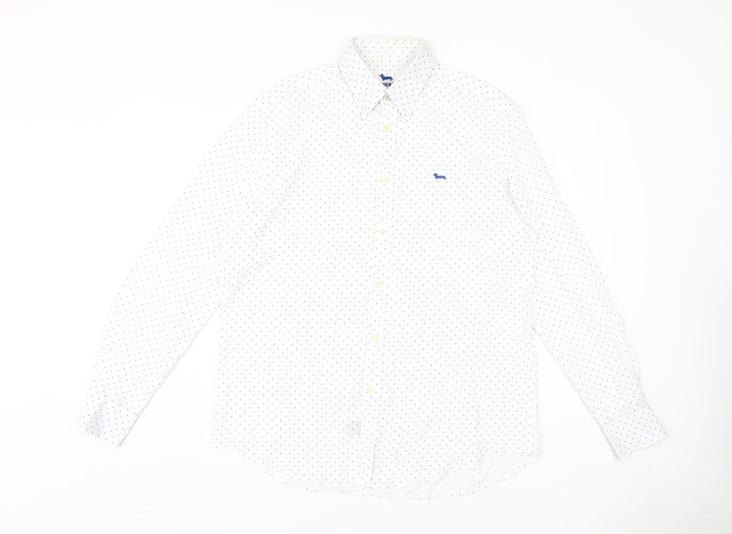 Harmont & Blaine Men's XL White Polka Dot Shirt
