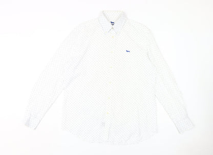 Harmont & Blaine Men's XL White Polka Dot Shirt