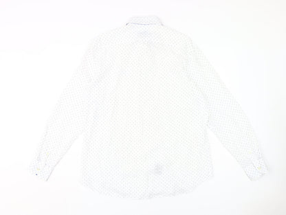 Harmont & Blaine Men's XL White Polka Dot Shirt