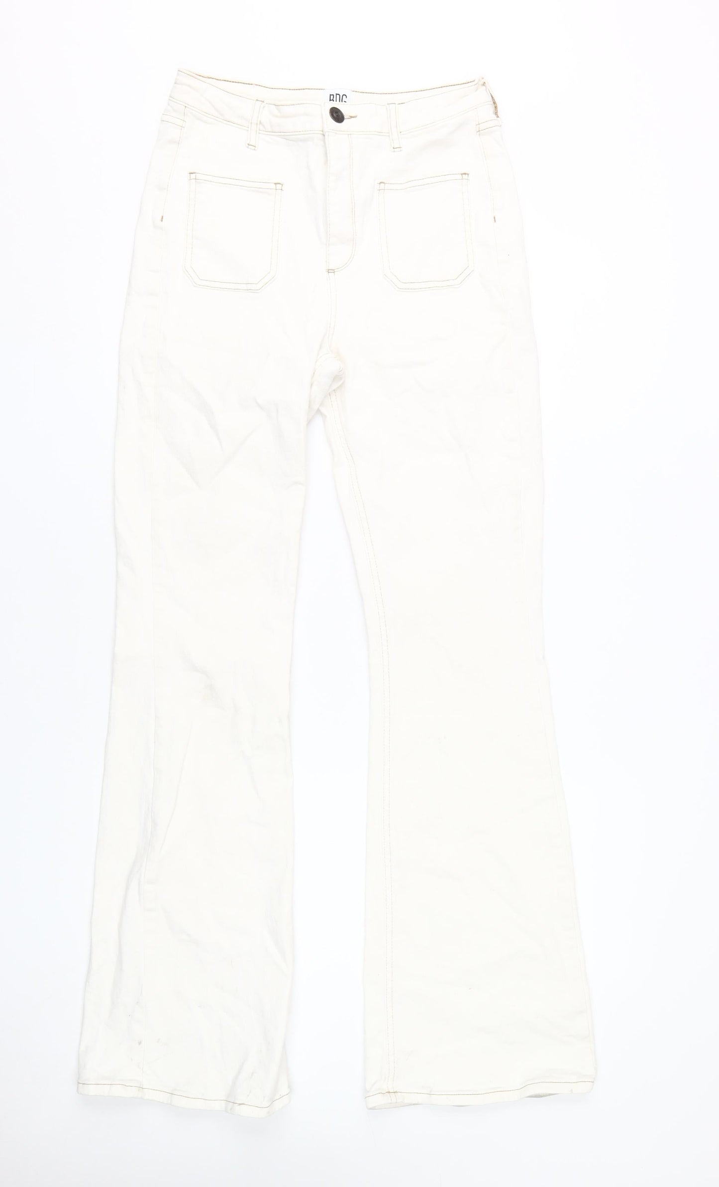 BDG Women's White Flared Jeans, Size L, Cotton Blend