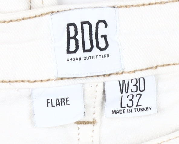 BDG Women's White Flared Jeans, Size L, Cotton Blend