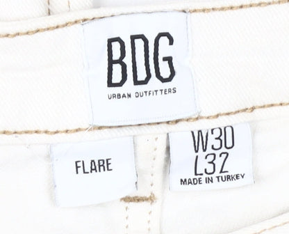 BDG Women's White Flared Jeans, Size L, Cotton Blend