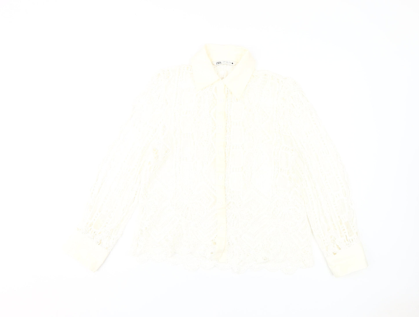 Womens UK Size 12 Zara Ivory  Button-Up