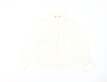 Womens UK Size 12 Zara Ivory  Button-Up